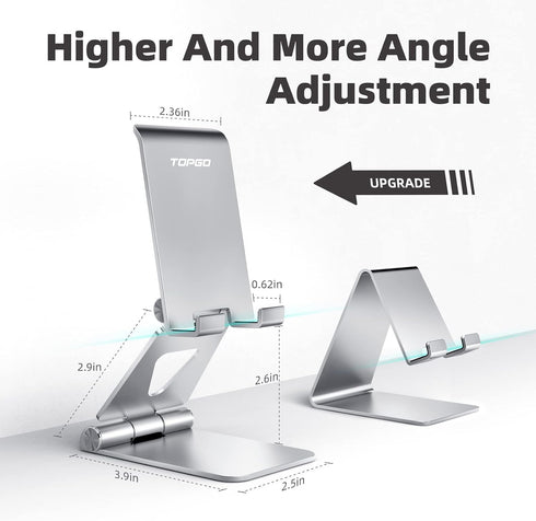 Cell Phone Stand Holder Adjustable Increase Fully Foldable Thick Aluminum Desktop Cellphone Cradle (Silver)......
