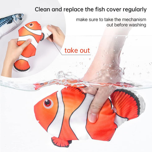 Electric Moving Dog Fish Toy 2 Pack with Updated Motor Realistic Flopping Fish Oxford Cloth Interactive Dog Toys Pet Toys for Small Dogs (with a W...