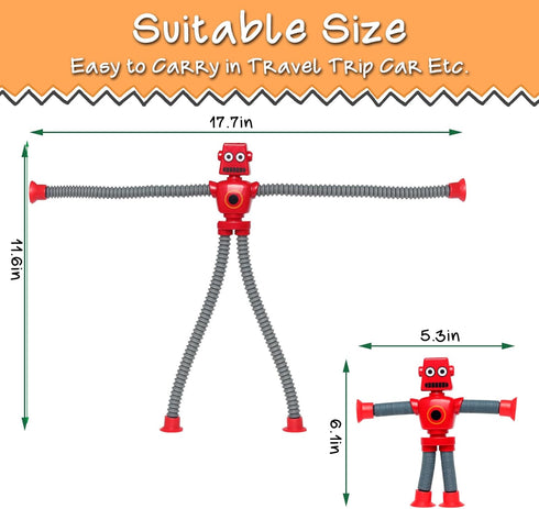 4 Pcs Telescopic Suction Cup Robot Toy, Coolest Pop Tubes Sensory Toys for Toddlers, Educational Fidget Toys Robot Party Favors for Anxiety Kids f...