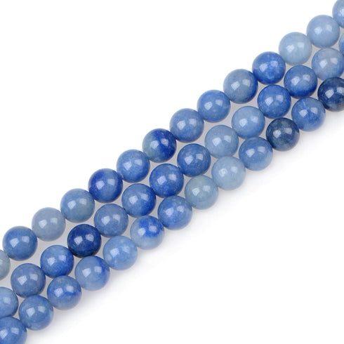 Bymitel 140Pcs Natural Crystal Beads Stone Gemstone Round Energy Healing Loose Beads with Stretch Cord for Jewelry Making Bracelets Anklets (Blue ...