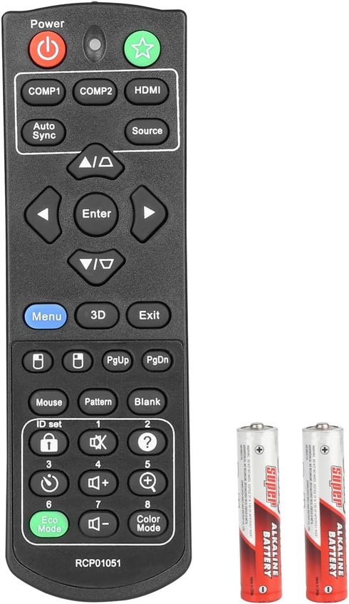RCP01051 Remote Control Compatible with ViewSonic Projector PJD5255 PJD5253 PJD5555W PJD5155 PJD5250 PJD5151 PJD5153 Replacement Controller with B...