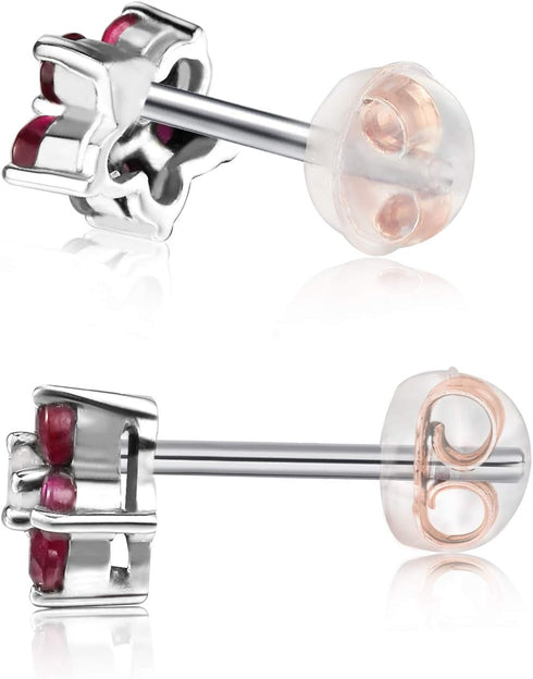 Hicarer 40Pcs 18k White Gold Silicone Earring Backs Replacements Locking Secure Earring Backs for Studs with 1 Storage Box Soft Silver Earring Sto...