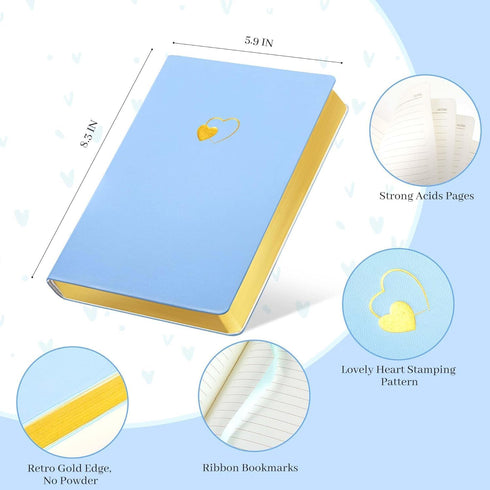 CAGIE Lined Journal Notebook for Women and Girls, 256 Pages Leather Journals for Writing, Cute Diary with Heart-Shaped, A5 Soft Cover Notebook for...