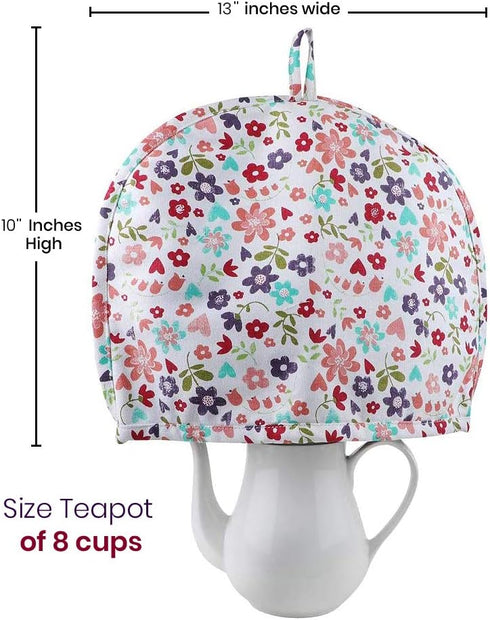 HealthAndYoga™ Insulating Tea Cozy - Pure Cotton and Traditional - Double Layered with Inner Waterproof Polyester Fabric...