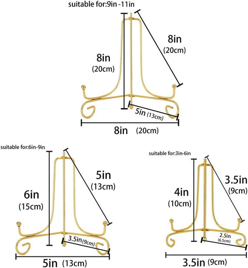 LIONWEI LIONWELI 6 Pack Iron Display Stand,Gold Iron Easel Plate Holder Stand for Displaying Pictures, Plates, Books and Arts (4, 6, 8 inch)...