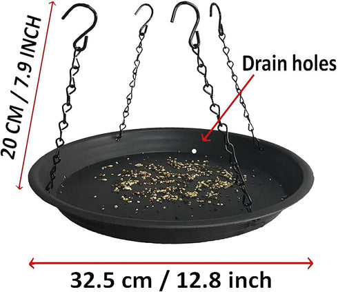 12.8" Platform Bird Feeder,Large Hanging Tray Squirrel Feeder,Wild Bird Seed Catcher Tray,Bird Viewing,for Attracting Birds Outdoors,Yard Garden,B...
