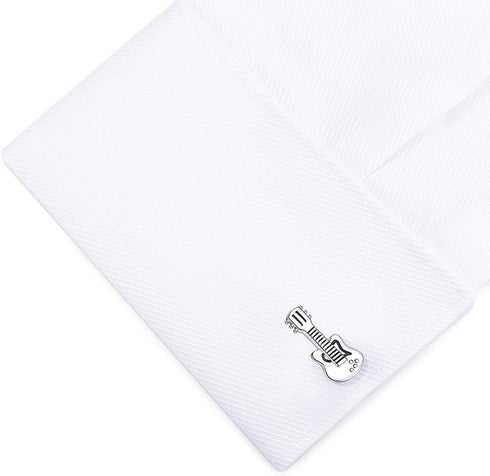HONEY BEAR Guitar Cufflinks for Mens Steel Shirt Wedding Business Gift Silver...