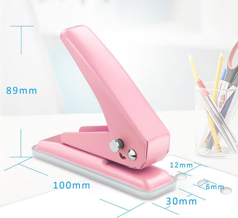 Single Hole Puncher Handheld 1/4 Inches Hole Punch, 20 Sheet Paper Punch Capacity Metal Hole Puncher with Skid-Resistant Base for Paper, Chipboard...
