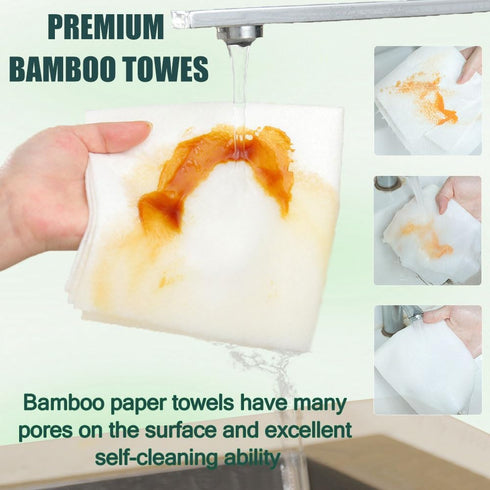 Bamboo Paper Towels Reusable Washable Cleaning Cloth, Weekly Disposable Rayon Towels Heavy Duty & Tear Away 20 Sheets per Roll for Home & Kitchen ...