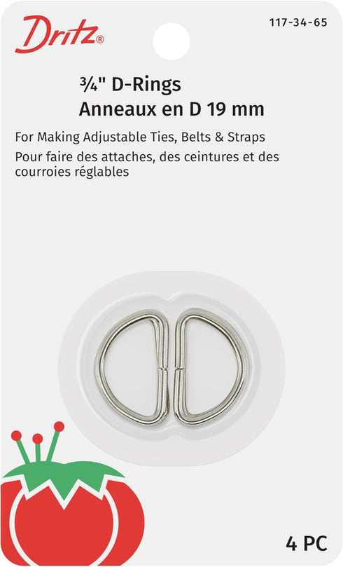 Dritz 117-34-65 D-Rings, Nickel, 3/4-Inch 4-Count...