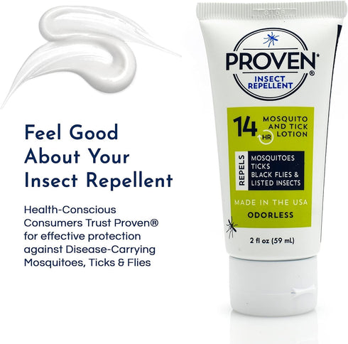Proven Insect Repellent Lotion- Keep Mosquitoes, Ticks and Flies Off, DEET Alternative Repellent, Up to 14-Hour Protection, Great for Outdoor Camp...