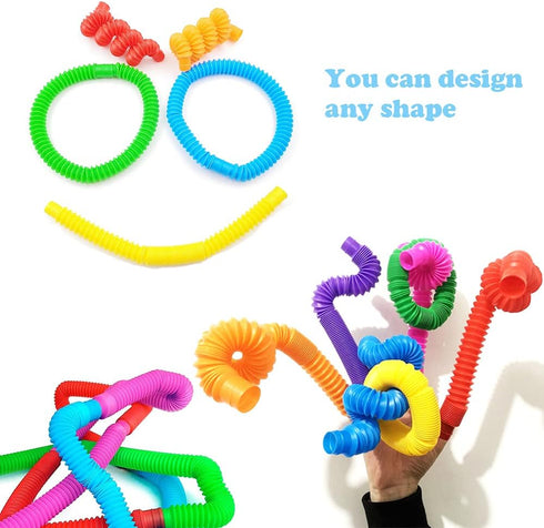 Pop Tubes, 14Pack Pop Tube Fidget Toys for Kids and Sensory Toys for Children and Adult, Fidget Tubes for Stress and Anxiety Relief, Learning Toys...