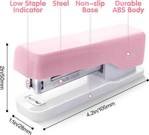 M&G Stapler Desktop Stapler, Small Cute Stapler with 1000 Staples, 20 Sheet Capacity, Portable Basic Staplers for Office School Home (Pink)...