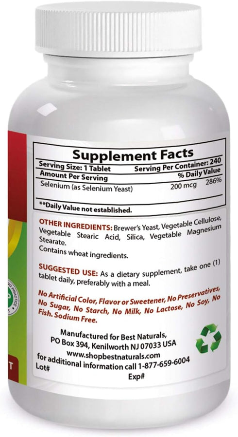 Best Naturals Selenium 200 mcg Supplement, 240 Count...