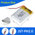 502030 3.7V Lipo Battery 250mAh 502030 Rechargeable Lithium Polymer Battery Pack with JST PH2.0mm Connector for Electronic Device...