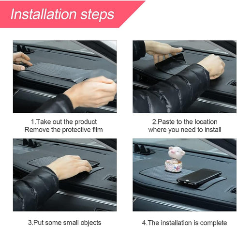 Car Dashboard Anti-Slip Rubber Pad, 10.6"x 5.9" Universal Non-Slip Car Magic Dashboard Sticky Adhesive Mat for Phones Sunglasses Keys Electronic D...