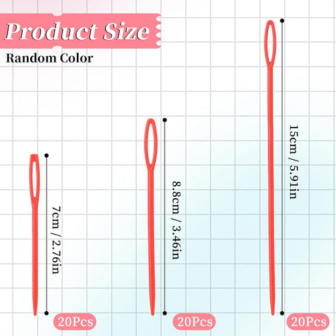 60 Pcs Plastic Sewing Needles Plastic Needles for Kids Large Eye Sewing Needles Yarn Needles Learning Needles for DIY Sewing Handmade Crafts, 2.7/...