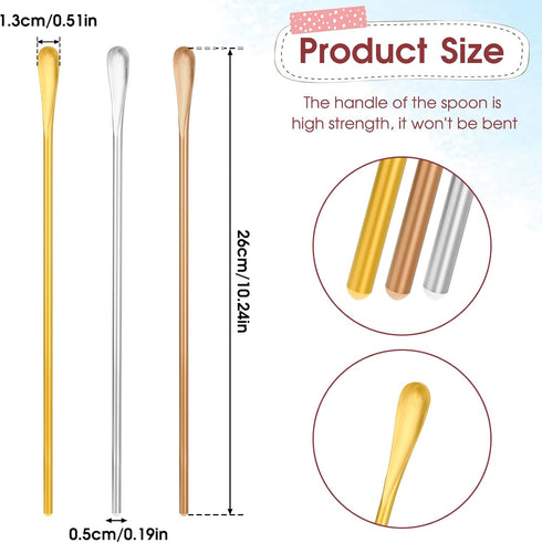 Coffee Stir Sticks, 3 Pcs Coffee Spoons Stainless Steel Mixing Spoon with Long Handle 10 Inches Metal Cocktail Stirring Spoons Tea Spoon Espresso ...
