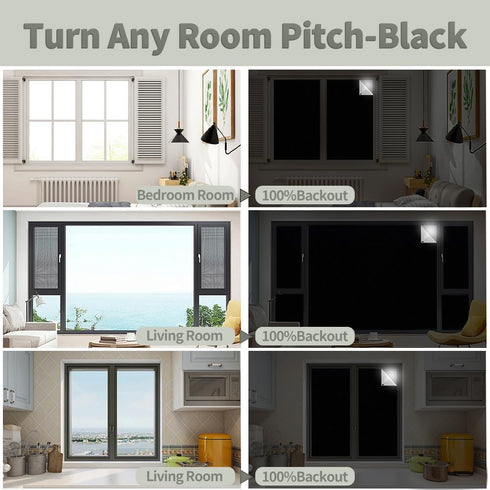 100% Bedroom Shading Curtain, DIY Portable Blinds, Non-Drilling Shading Blinds, Reusable Shading Curtains, Suitable for Baby Rooms, Bedrooms or Tr...