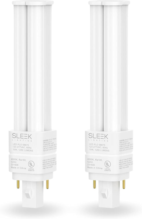 SLEEKLIGHTING | 10W LED PL Omni Bulb - Replaces 2 & 4 Pin, 26W Eq, 4000K Daylight, UL-Listed, 1000 Lumens, G24D/G24Q/GX24Q Base, 2-Pack, Ballast B...