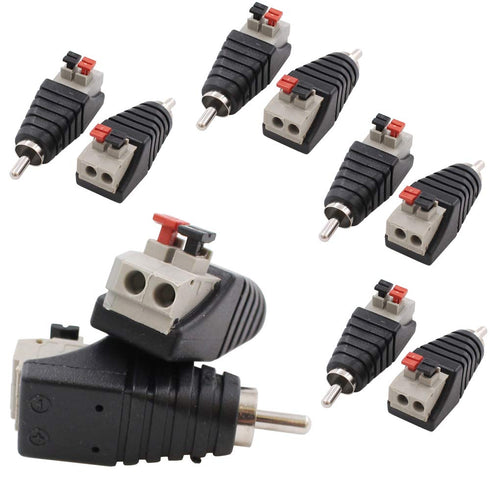 10-Pack Speaker Wire Cable to Audio Male RCA Connector Adapter Plug Jack...