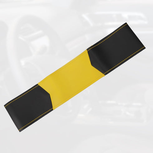 uxcell Yellow Black Fit 14.6-15.2 Inch 37-38.5cm Dia Car Hand Sewn Yellow Stitches Steering Wheel Cover Universal Stitch on Wrap Comfortable Faux ...