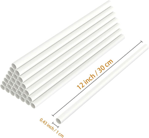 White Plastic Cake Dowel Rods for Tiered Cake Construction and Stacking Supporting Cake Round Dowels Straws with 0.4 Inch Diameter (12 Inch Length...