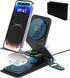 Foldable Magnetic Wireless Charger, Leather 3-in-1 Charging Station for Multiple Devices Apple, Fast Travel Mag-Safe Charger Stand for iPhone 15 1...