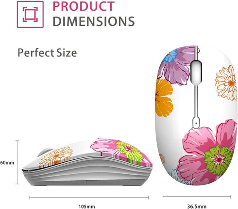 TENMOS M101 Wireless Mouse Cute Silent Computer Mice with USB Receiver, 2.4G Optical Wireless Travel Mouse 1600 DPI for Laptop, Notebook, PC, Comp...