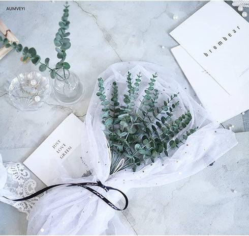 20pcs Faux Eucalyptus Stems Flowers Short Artificial Eucalyptus Greenery Stem Fake Eucuplutis Leaves Branches Decoration for Floral Arrangement We...