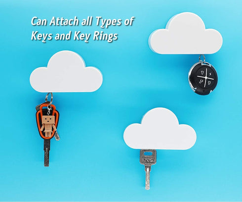 Meyerascal White Cloud Magnetic Key Holder for Wall, Strong Magnetic to Securely Hang Multiple Keys and Keychain, Novelty Cute Home Decorations, E...