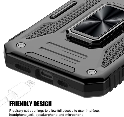 for iPhone 15 Plus Case, Shockproof Phone Case & Sliding Camera Cover & Ring Holder Kickstand with Screen Protector for Apple iPhone 15 Plus (6.7"...