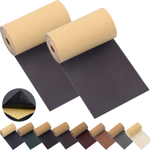 KJML DIY Leather Repair Patch Tape for Couches 2packs kit 3X55inch Self-Adhesive refinisher cuttable for Furniture Sofa Vinyl Car Seats Couch Chai...