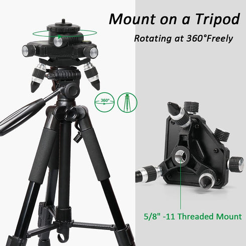 Huepar Laser Level Adapter, Metal 360-Degree Rotating Base for Laser Level Tripod Connector, 1/4’’ Threaded Mount and Horizontal Bubble, Micro-adj...