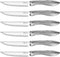 Serrated Steak Knives, Stainless Steel Sharp Blade Flatware Steak Knives Set of 6, Unique Hammered Pattern Hollowed Handle,4.5 In,For Kitchen Rest...
