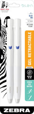 Zebra Pen bLen Retractable Gel Pen, White Barrel, Medium Point, 0.7mm, Blue Ink, 2-Count (41422)...