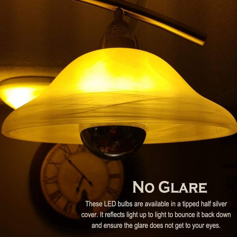 Half Chrome Light Bulb Dimmable, 6W (Equivalent 60 Watt) Decorative LED Light Bulb, G80/ G25 Globe Shape Edison Bulb, 2700K Warm White, Silver Tip...