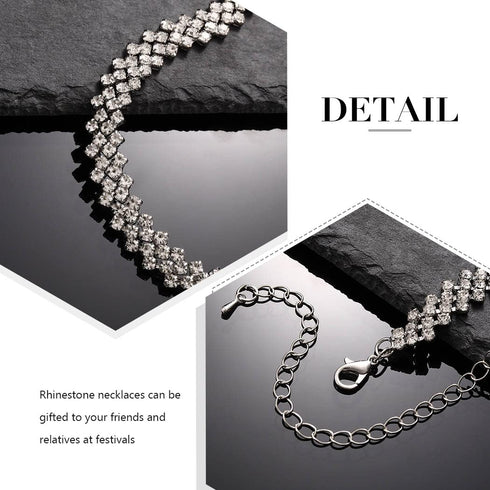 Rhinestone Chokers Silver Choker NecklaceCrystal Necklaces Sparkly Neck Jewelry Prom Accessories for Women and Girls...