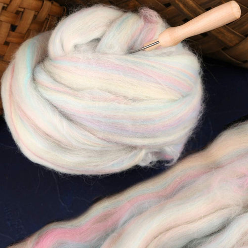 3.53oz Wool Roving Yarn, Fiber Roving Wool Top, Needle Felting Supplies, Pure Wools, Chunky Yarn, Spinning Wools for Needle Felting Wet DIY Hand S...