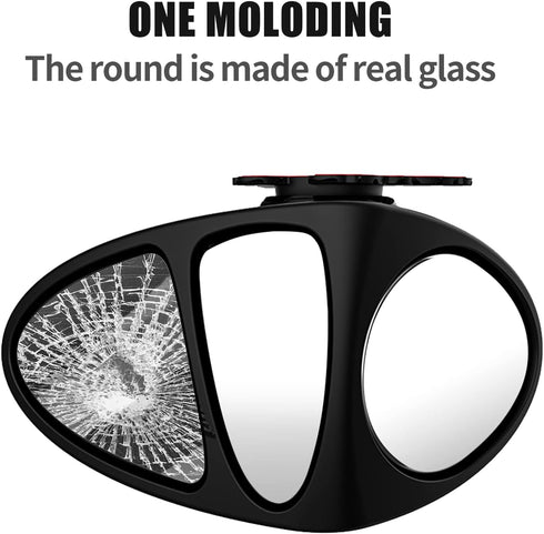 Car Blind Spot Mirror, 3-view Wide Angel Mirror Auxiliary Mirror for Front Rear Wheel Blind Spot Rear View Mirror. (Black Right)...