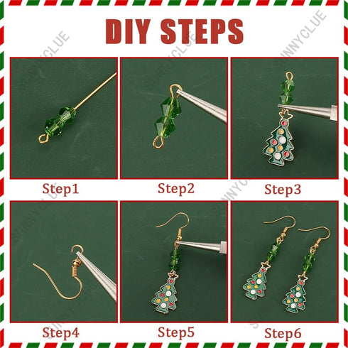 SUNNYCLUE 1 Box 10 Sets Christmas Earring Making Kit Gold Drop Dangle Earrings Christams Charm Enamel Snowflake Christmas Charms Glass Beads for J...