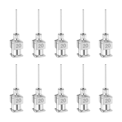 10pcs 20Gauge Stainless Steel Dispensing Needles, 1/2" All Metal Glue Needle Tube Blunt Tips Luer Lock for Thick Liquids, Ink, Glue, Lab Use...