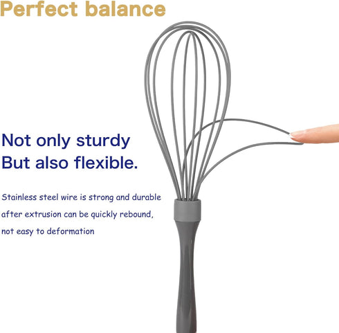 Dishwasher Safe Whisk, Professional Whisks For Cooking Non-Scratch, Stainless Steel & Silicone Wisk, Plastic Rubber Whisk Tool For Nonstick Cookwa...
