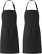 Xornis 2 Pack Adjustable Bib Aprons with 2 Pockets Apron for Women Men Kitchen Cooking Chef, Black...