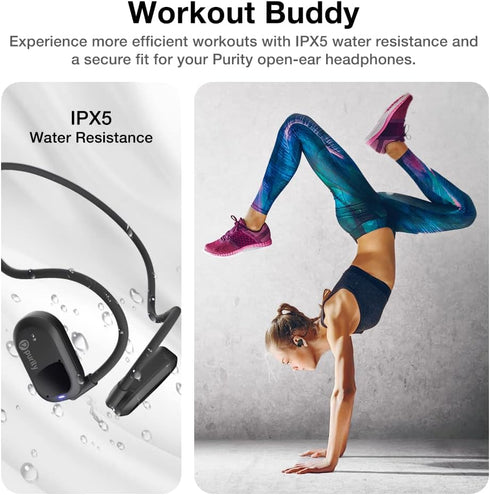 Purity Air Open Ear Headphones - True Air Conduction Wireless Bluetooth Open Ear Earbuds with Dual Mic for iPhone/Android - Secured Long Wearing C...