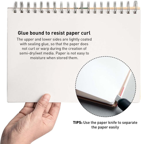 HIMI Gouache Pad 7X10''(98lb/160g) 50 Sheets Mix Paper Pad, Side Wire Bound, Fine Texture, in Gouache Acrylic Art Pad for Sketching, Ink Sketch Bo...