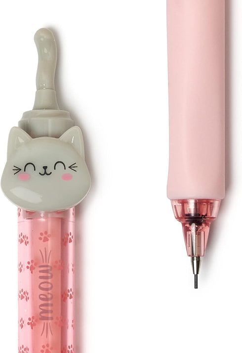 Legami - Meow Mechanical Pencil, Diameter 1.2 cm, 1 Lead 0.7 mm HB Included, Ergonomic Silicone Handle, Precise Writing...