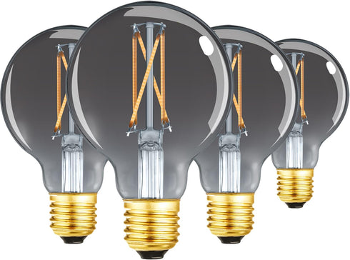 LEOOLS Dimmable LED Decorative G25 Globe Bulbs 6W,2700K Warm White,40 watt Equivalent Edison Bulb E26 Medium Base,Smoky Grey Glass,Flick-Free,CRI9...