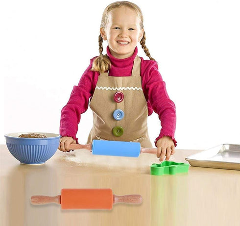 Koogel 9 Inch Mini Rolling Pin, 2 PCS Wooden Handle Rolling Pin for Kids Dough Rollers for Baking Supplies Home Kitchen...