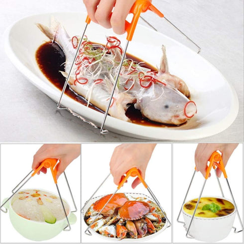 Hot Plate Gripper, Kitchen Hot Dish Bowl Plate Clip Anti Scalding Dish Plate Tongs for Microwave Toaster Oven Steamer Air Fryer Pans...